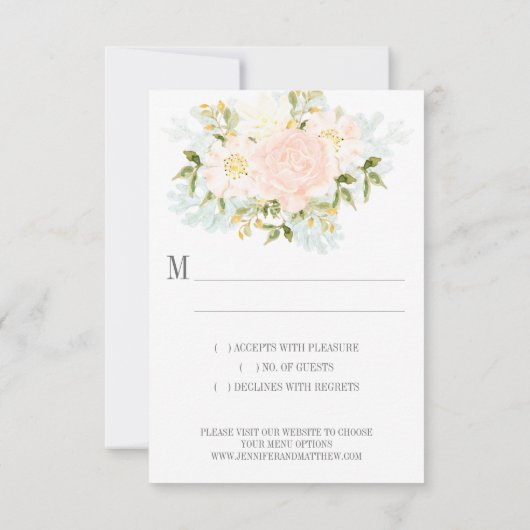 Typographie Peach Rose Vertical Circle Frame RSVP (Dos)