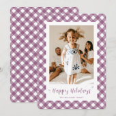 Typographie Plaid Violet Photo Bonne Carte de vaca (Devant / Derrière)