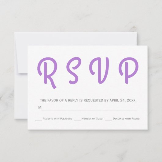 Typographie polka dot lavande mariage RSVP (Devant)