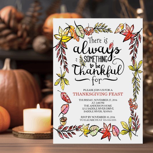 Typographie Remerciement Thanksgiving Invitation