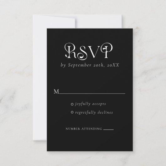 Typographie rétro Cartes RSVP noires (Devant)