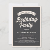 TYPOGRAPHIE RÉTRO GRAY | ANNIVERSAIRE INVITATION D (Devant)