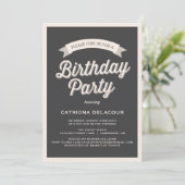 TYPOGRAPHIE RÉTRO GRAY | ANNIVERSAIRE INVITATION D (Debout devant)