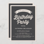 TYPOGRAPHIE RÉTRO GRAY | ANNIVERSAIRE INVITATION D (Devant / Derrière)
