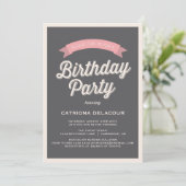 TYPOGRAPHIE RÉTRO GRAY | ANNIVERSAIRE INVITATION D (Debout devant)