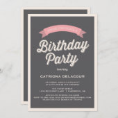 TYPOGRAPHIE RÉTRO GRAY | ANNIVERSAIRE INVITATION D (Devant / Derrière)