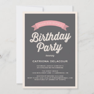 TYPOGRAPHIE RÉTRO GRAY ANNIVERSAIRE INVITATION D