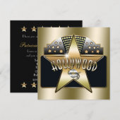Typographie Rétro Hollywood Ancien Invitation Doré (Devant / Derrière)