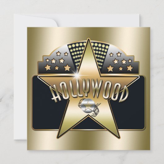 Typographie Rétro Hollywood Ancien Invitation Doré (Devant)