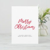 Typographie rouge moderne Joyeuse carte de Noël (Debout devant)