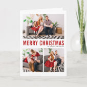 Typographie rouge Trois photos Joyeux Noël Carte (Devant)