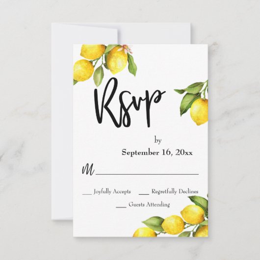 Typographie RSVP des citrons aquarelle (Devant)