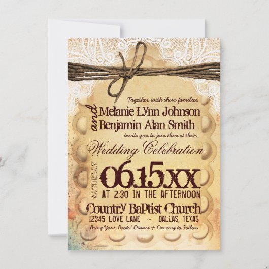 Typographie russe vintage Invitations de mariage (Devant)