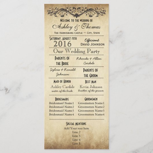 Typographie russe vintage Programmes de mariage (Devant)