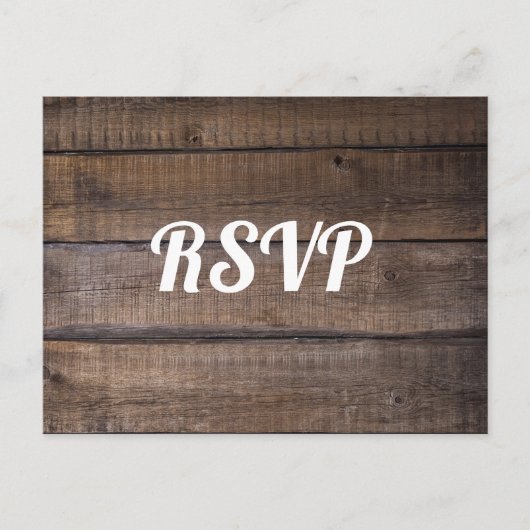 Typographie Rustique Bois Carte postale RSVP (Devant)