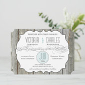 Typographie Rustique Bois Invitations de mariage (Debout devant)
