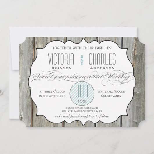 Typographie Rustique Bois Invitations de mariage (Devant)