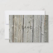 Typographie Rustique Bois Mariage RSVP Invitations (Dos)