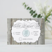 Typographie Rustique Bois Mariage RSVP Invitations (Debout devant)