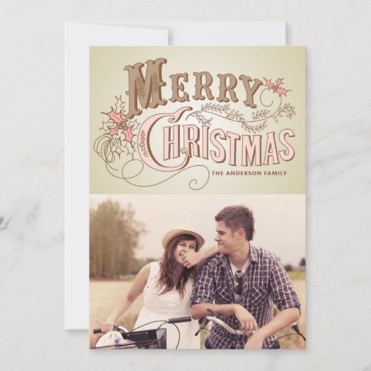 Typographie rustique | Carte photo de vacances (Devant)