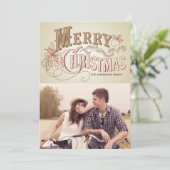 Typographie rustique | Carte photo de vacances (Debout devant)