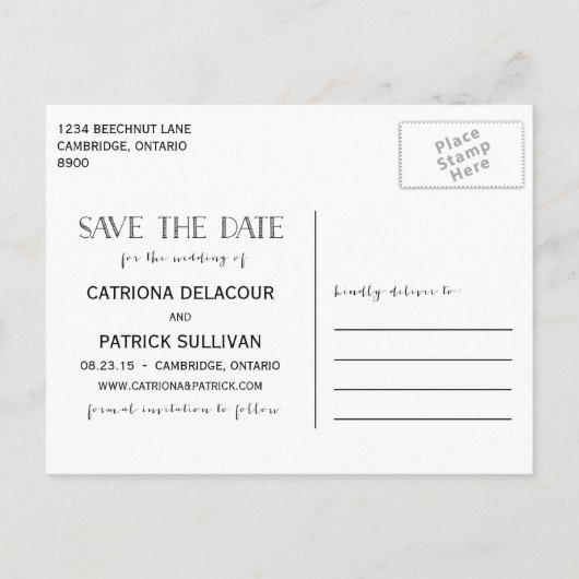 Typographie rustique Enregistrer la carte postale  (Dos)