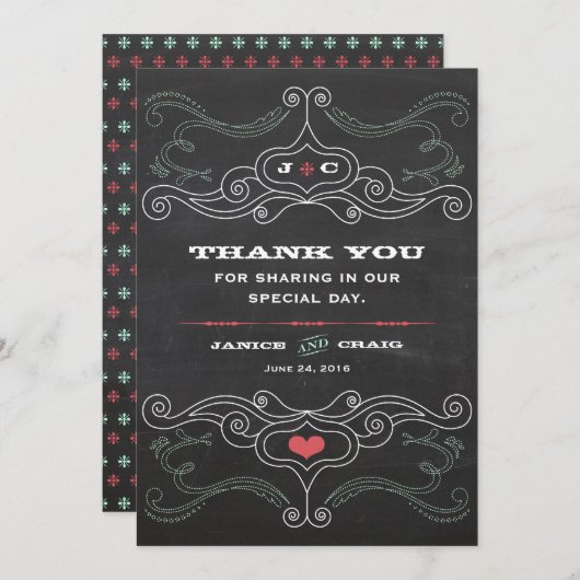 Typographie Rustique moderne de tableau noir Merci (Devant / Derrière)