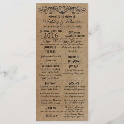 Typographie rustique Programmes de mariage 2 Matro (Devant)