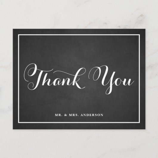 Typographie Script Merci Chalkboard Carte postale (Devant)