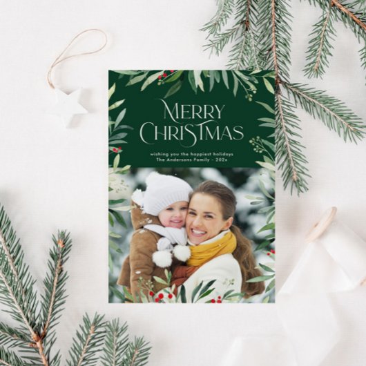 typographie script vert joyaux Noël carte