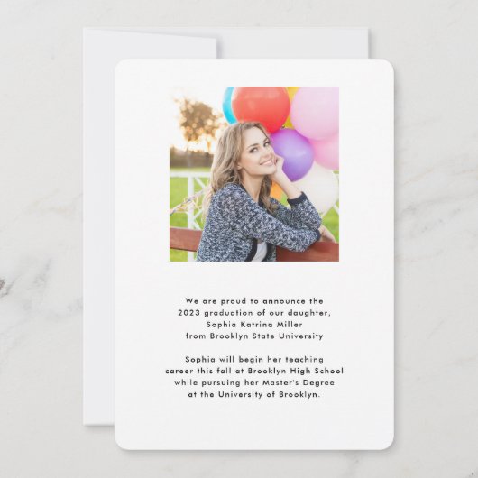 Typographie simple 2 Faire-part d'obtention d'un d (Dos)