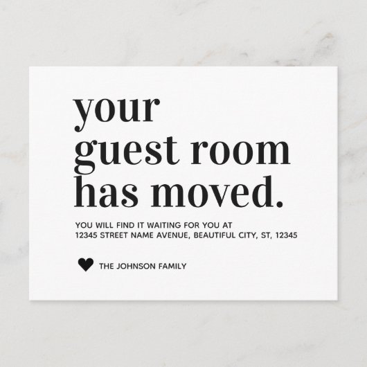 Typographie simple Chambre d'hôte Faire-part de dé (Devant)