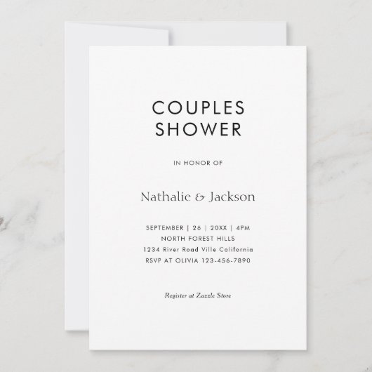 Typographie simple Couple Show Invitation nuptiale (Devant)