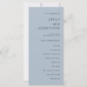 Typographie simple Dusty Blue Wedding Programme (Devant)