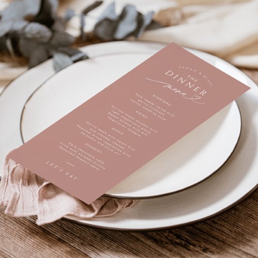 Typographie simple Dusty Rose Menu Mariage