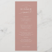 Typographie simple Dusty Rose Menu Mariage (Devant)