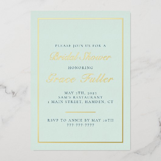 Typographie simple et élégante Foil Invitation (Recto)