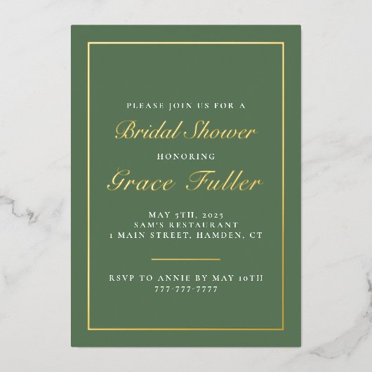 Typographie simple et élégante Foil Invitation (Recto)