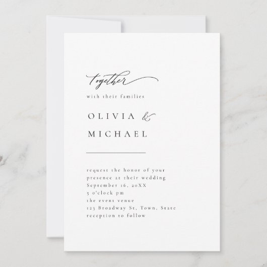 Typographie simple et élégante Invitation Mariage  (Devant)