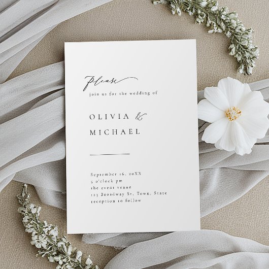 Typographie simple et élégante Invitation Mariage