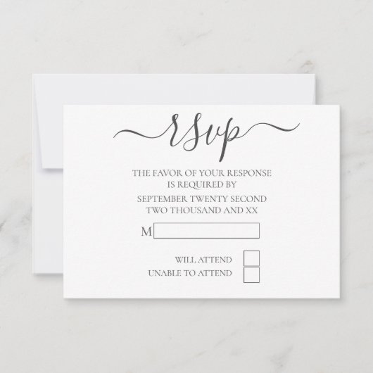 Typographie simple et élégante Mariage RSVP (Devant)