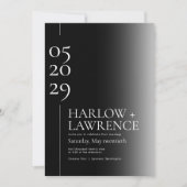 Typographie simple Faire-part de mariage noir et b (Devant)