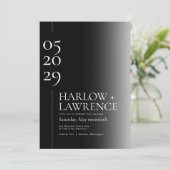 Typographie simple Faire-part de mariage noir et b (Debout devant)
