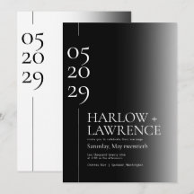 Typographie simple Faire-part de mariage noir et b