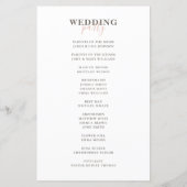 Typographie simple moderne. Programme de mariage é (Dos)