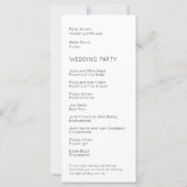 Typographie simple Noir Blanc Mariage Programme (Dos)