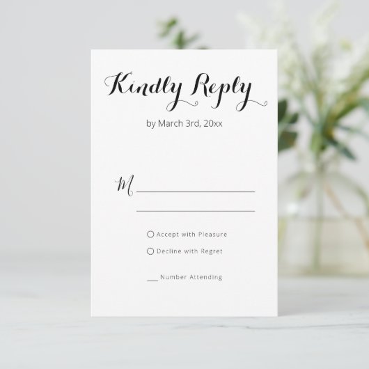Typographie simple Répondre gentiment Mariage RSVP (Debout devant)