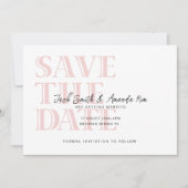 Typographie simple rose plat Enregistrer la carte (Devant)