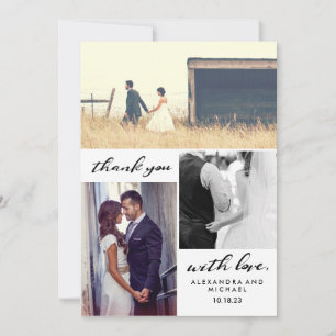 Typographie simple Trois Mariage photo Merci