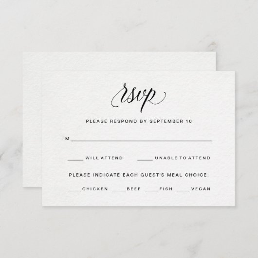 Typographie sur papier aquarelle RSVP | Choix de r (Devant / Derrière)